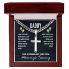 Daddy - I May Just Be A Bump - Artisan Cross with Cuban Link Chain Gift for Dad To Be