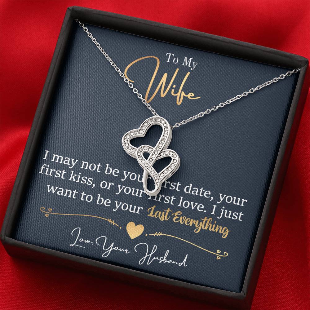 To My Wife Necklace - Emotional Love Jewelry Gift from Husband for Valentine’s Day & Birthday Happiness - Heart-to-heart Pendant Necklace