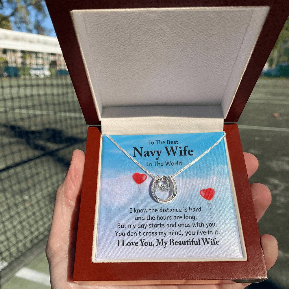 To My Navy Wife Necklace - Romantic Jewelry for Valentine’s Day & Anniversaries - Lucky In Love Necklace