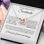 To My Beautiful Soulmate Necklace - Gift for Her for Birthday & Sweet Romantic Surprises - Interlocking Hearts Necklace