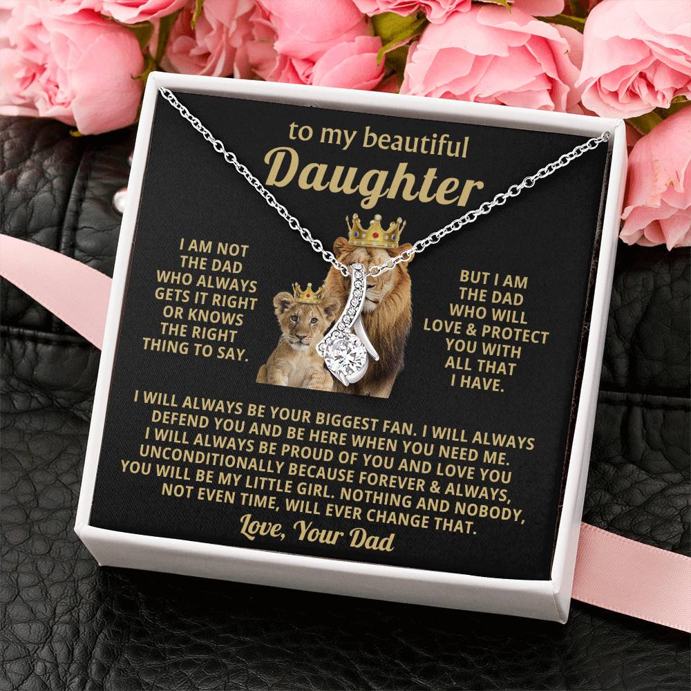 To My Daughter Necklace - Holiday Gift for Daughter from Dad - Alluring Beauty Necklace