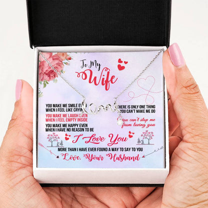 To My Wife Gift from Husband - Romantic Jewelry for Birthday & Anniversary Celebrations - Scripted Love Necklace