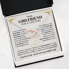 To My Girlfriend Necklace - Soulmate Jewelry Gift for Valentine’s Day, Birthday - Interlocking Hearts Necklace