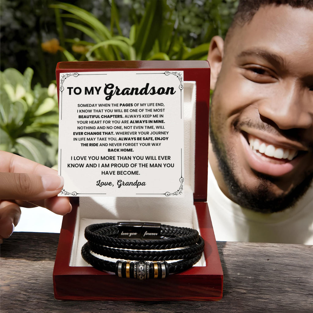 To My Grandson – Graduation, Birthday, Holiday Gift from Grandpa – Love You Forever Bracelet