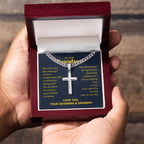 To Our Grandson - Grandson Gift from Grandma and Grandpa - Artisan Cross with Cuban Link Chain
