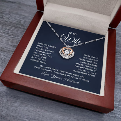 Gift for Wife from Husband - Sentimental Jewelry for Anniversary & Valentine’s Day - Crown Pendant Necklace
