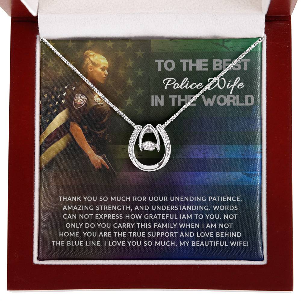To My Police Wife Necklace - Romantic Birthday Gift from Husband - Lucky In Love Necklace