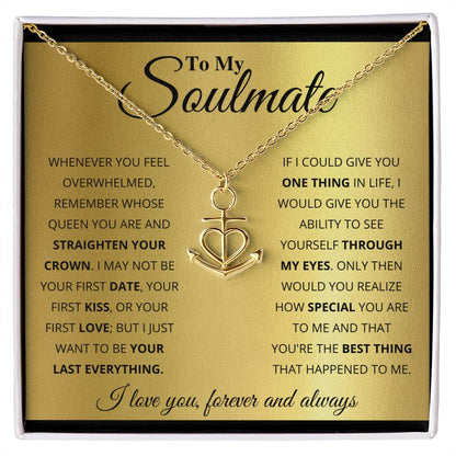 To My Soulmate Necklace - Romantic Soulmate Gift for Her for Christmas & Holiday Gifting - Anchor Pendant Necklace