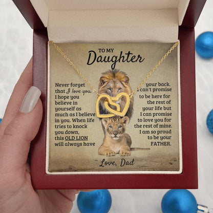 To My Daughter Necklace - I am so proud to be your father - Daughter Gift from Dad - Interlocking Hearts Necklace