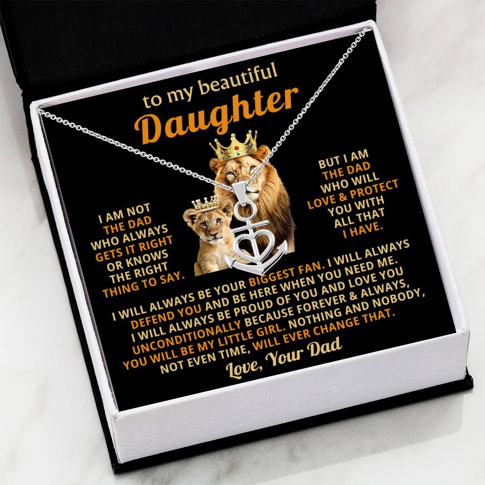 To My Daughter Necklace - I will always be your biggest fan - Gift for Daughter from Dad - Anchor Pendant Necklace