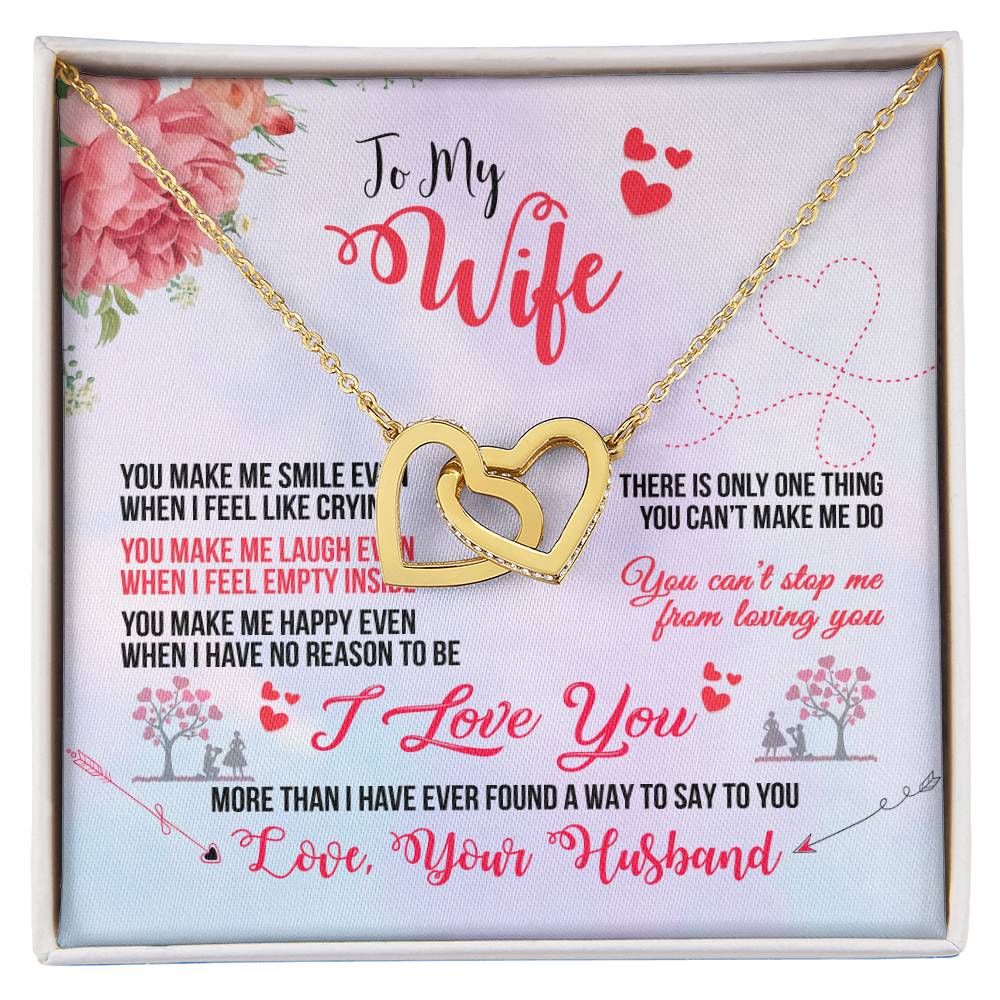 To My Beautiful Wife Necklace - Unforgettable Husband Gift, Emotional Jewelry for Anniversary & Valentine’s Day - Interlocking Hearts Necklace