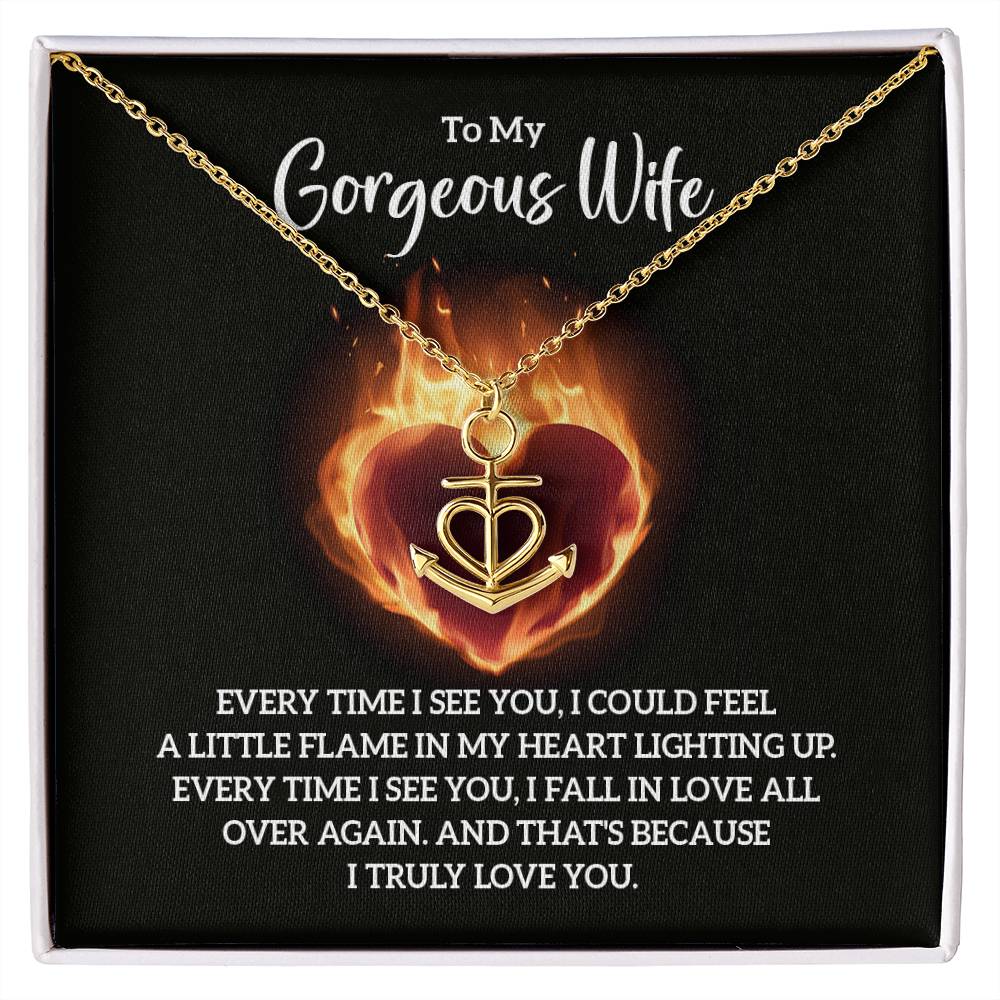 To My Wife Necklace - Thoughtful Love Gift for Wife from Husband for Valentine’s Day, Birthday & Life’s Special Days - Anchor Pendant Necklace