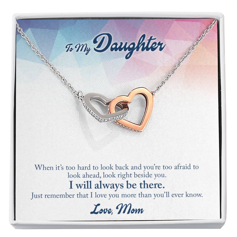 To My Daughter Necklace – Holiday Gift for Daughter Graduation from Mom – Interlocking Hearts Necklace