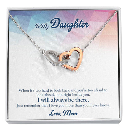 To My Daughter Necklace – Holiday Gift for Daughter Graduation from Mom – Interlocking Hearts Necklace
