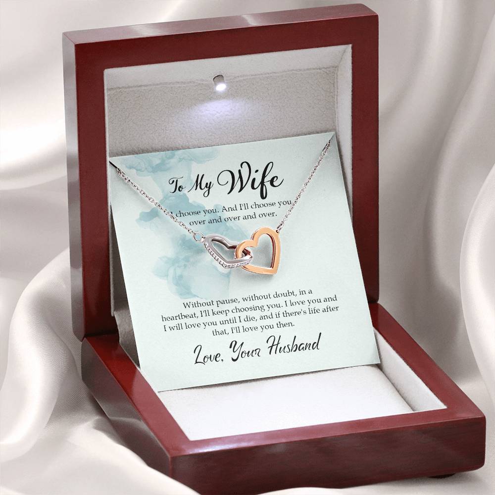 To My Wife - I choose you - Interlocking Hearts Necklace From Husband