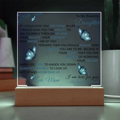 Acrylic Gift for Daughter from Dad, Christmas, Birthday & Graduation, To My Beautiful Daughter