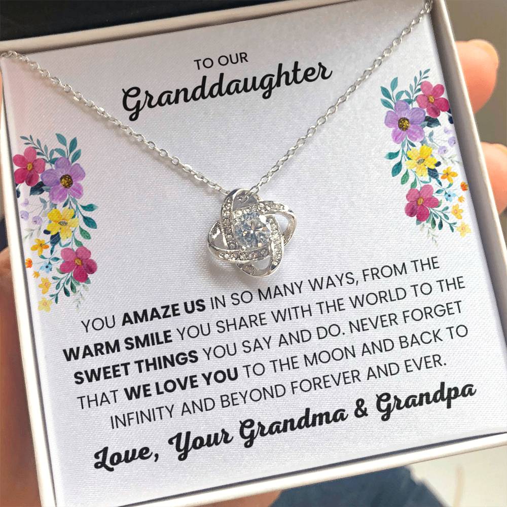 To Our Granddaughter - You Amaze Us Gift Jewelry from Grandma & Grandpa – Love Knot Necklace
