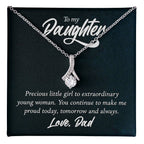 To My Daughter Necklace - Sweetest Daughter Gift from Dad for Birthday Joy & Proud Dad Love - Alluring Beauty Necklace
