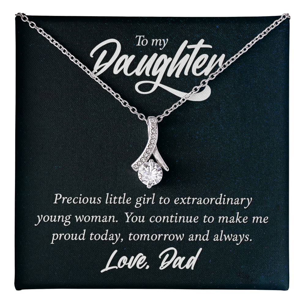To My Daughter Necklace - Sweetest Daughter Gift from Dad for Birthday Joy & Proud Dad Love - Alluring Beauty Necklace