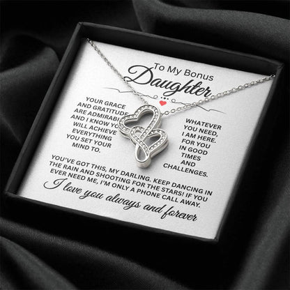 To My Daughter Necklace - I Promise To Love and Protect You - Heart-to-heart Pendant Necklace