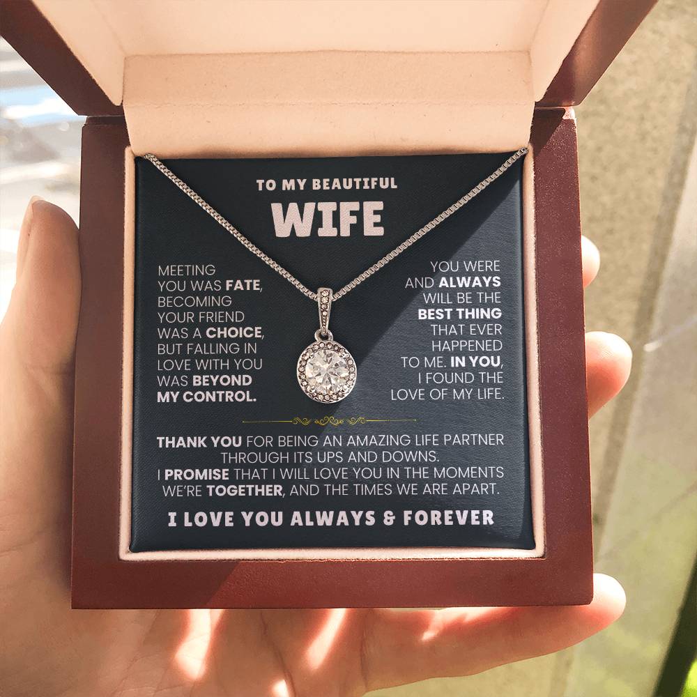 To My Beautiful Wife Necklace - Emotional Jewelry Gift for Wife from Husband to Celebrate Love Every Day - Eternal Hope Necklace