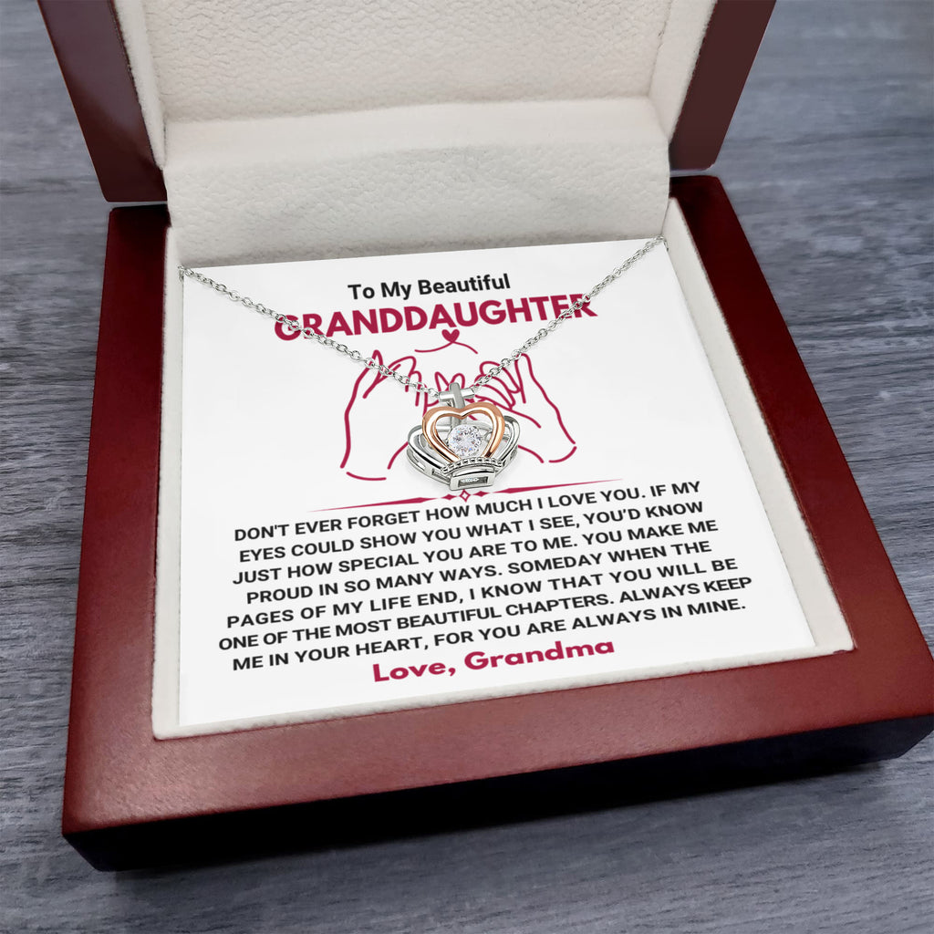 To My Granddaughter Necklace – Graduation & Christmas Gift from Grandma – Crown Pendant Necklace