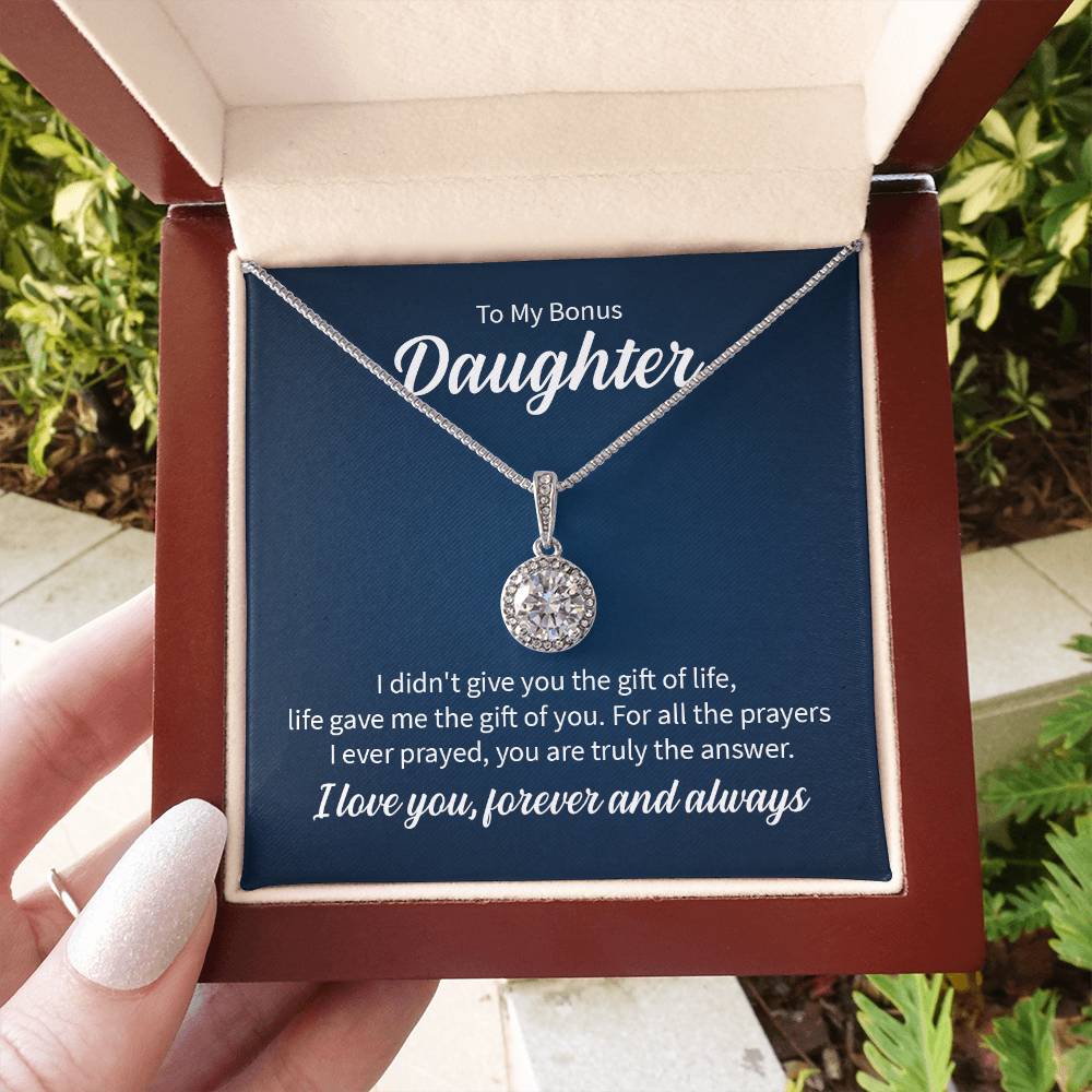 To My Bonus Daughter Necklace – Daughter Birthday Graduation Celebration Gift – Eternal Hope Necklace
