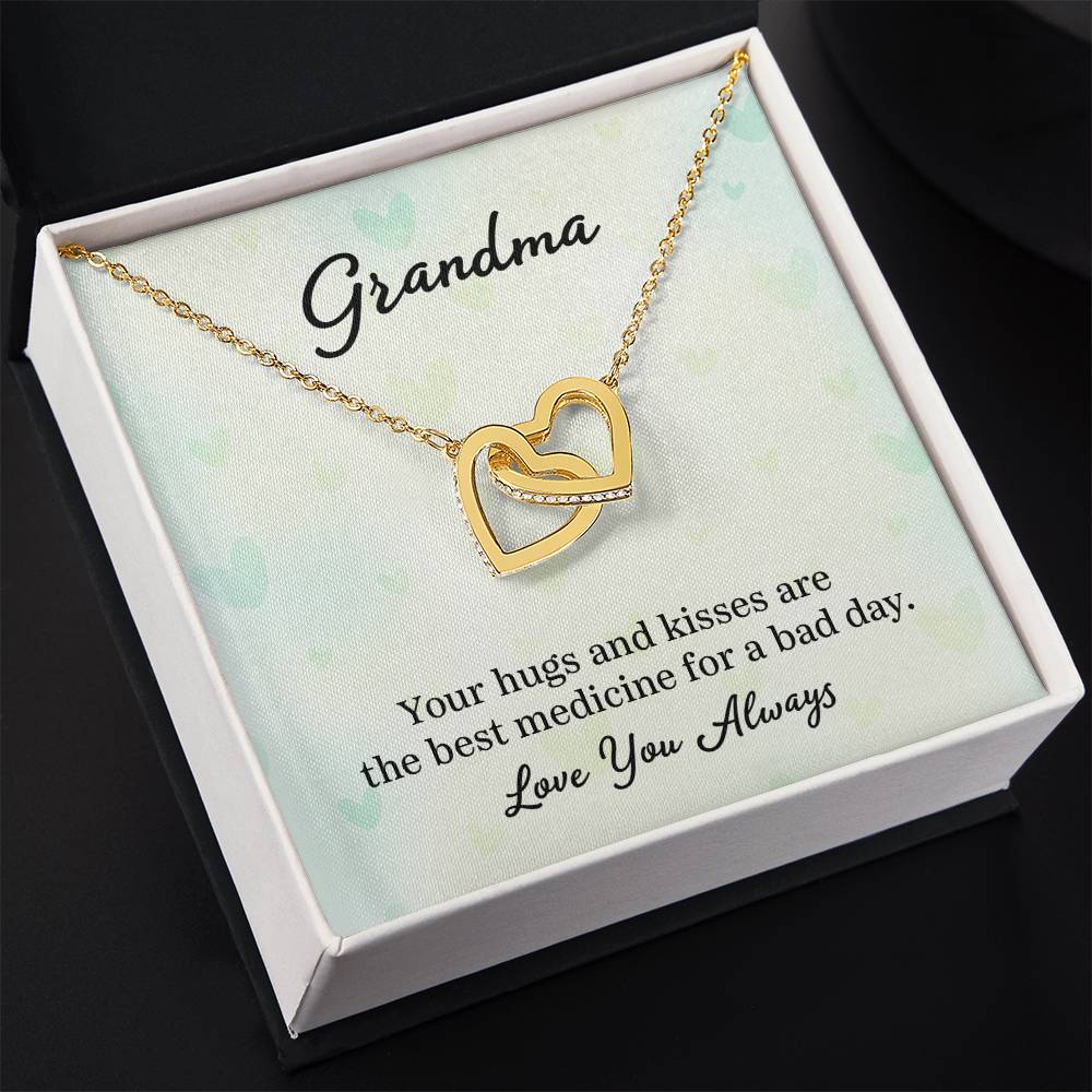 Gift for Grandma - Your Hugs and Kisses - Interlocking Hearts Necklace
