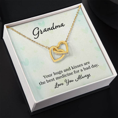 Gift for Grandma - Your Hugs and Kisses - Interlocking Hearts Necklace