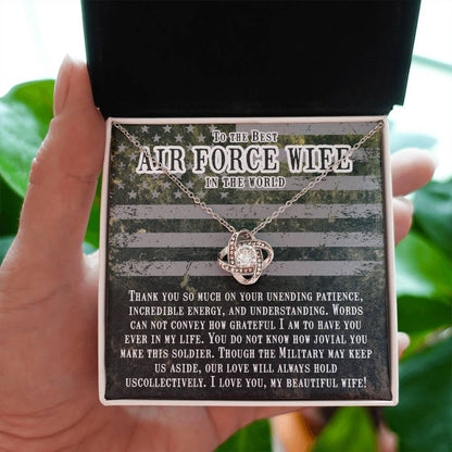 To The Best Air Force Wife In The World - Heartfelt Jewelry from Husband - Love Knot Necklace