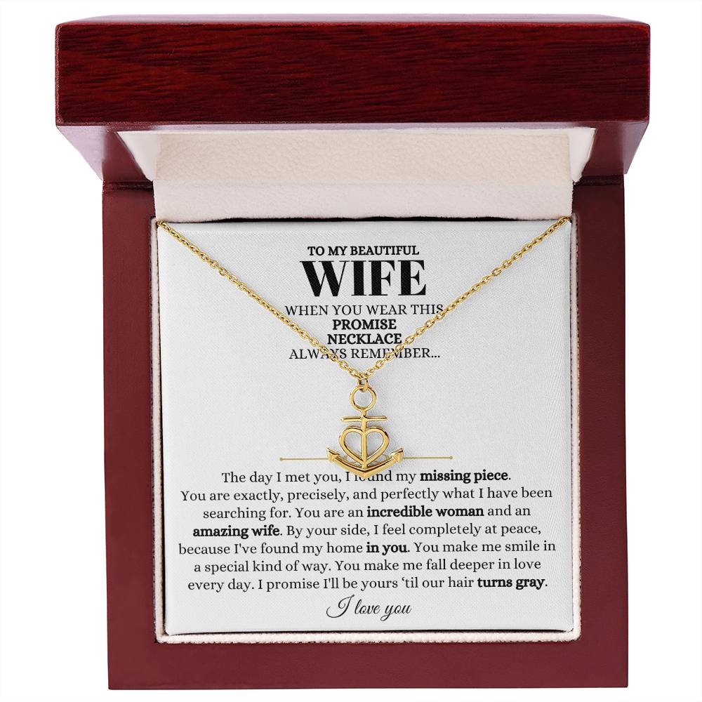 To My Wife Necklace - Perfect Gift from Husband for Birthday, Christmas & Valentine’s Day - Anchor Pendant Necklace