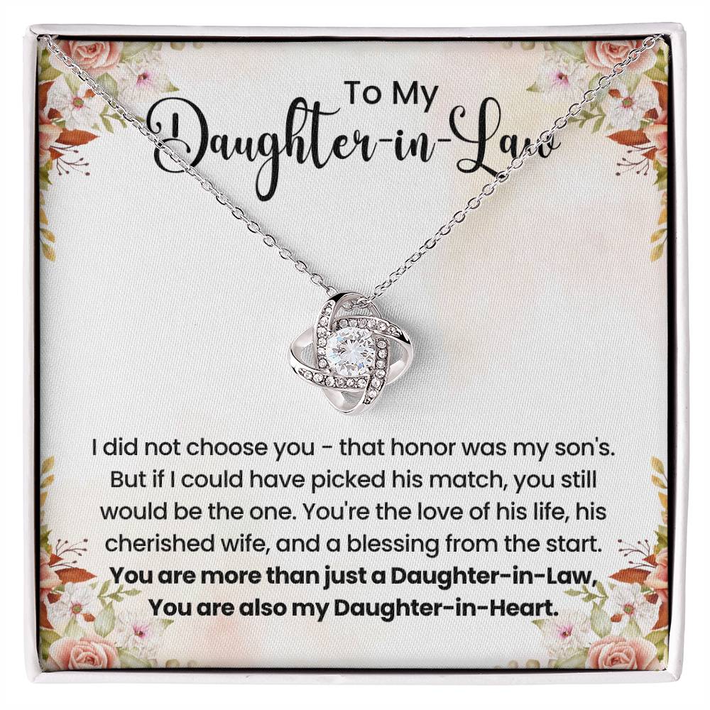 To My Beautiful Daughter In Law - Love Knot Necklace - Gift for Bonus Daughter