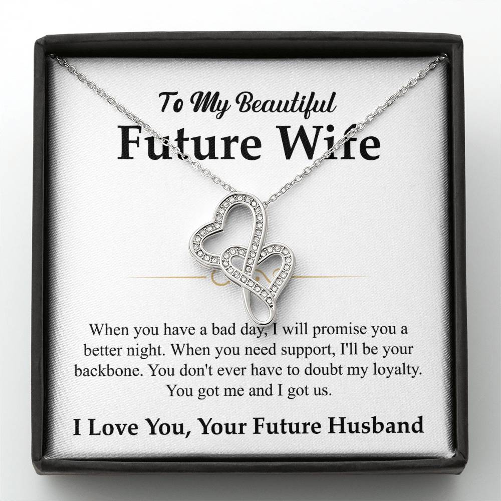 Future Wife Gift - Beautiful Necklace for Girlfriend for Birthday, Christmas & Romantic Moments - Heart-to-heart Pendant Necklace