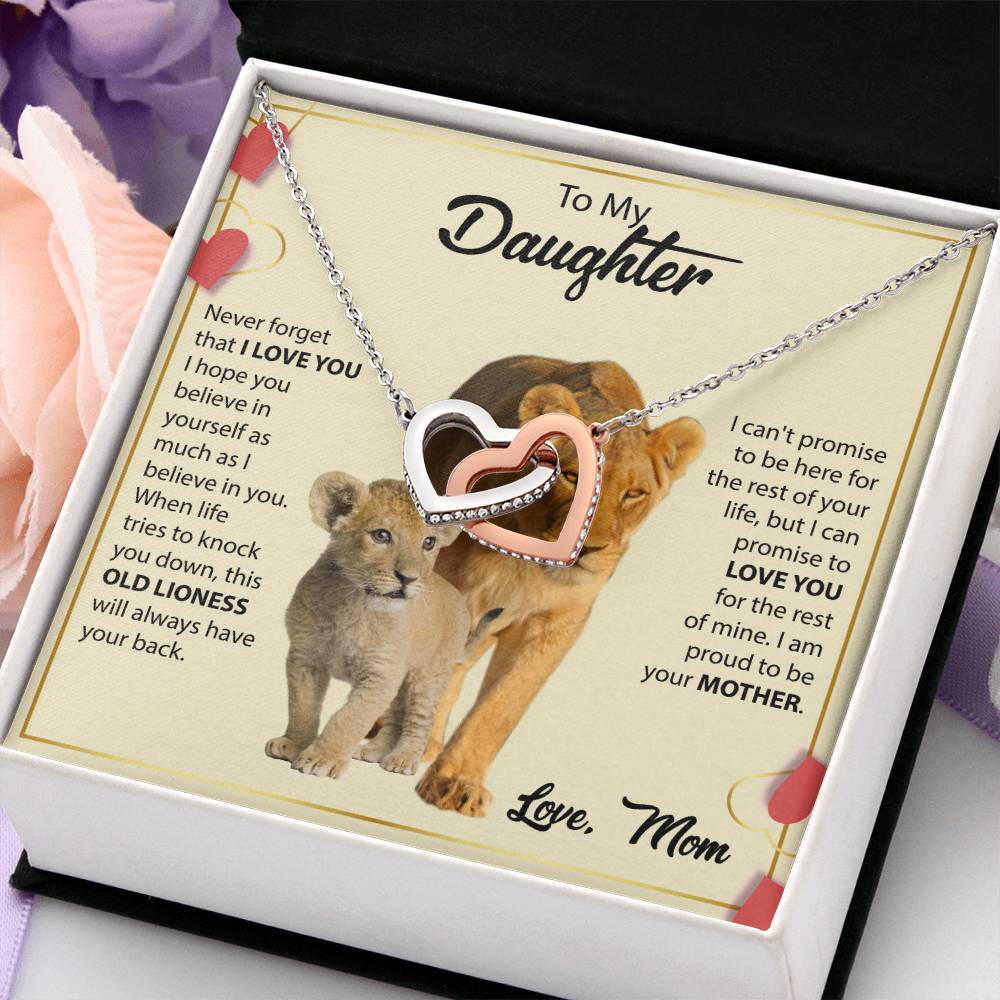 To My Daughter Necklace – Mother Daughter Jewelry Gift – Interlocking Hearts Necklace
