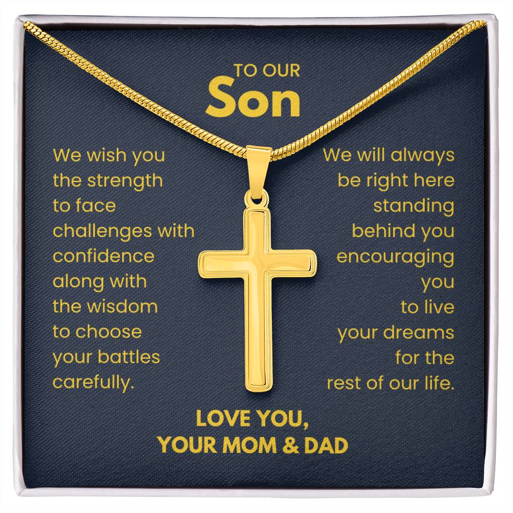 To Our Son - Son Gift from Mom and Dad - Artisan Cross Necklace