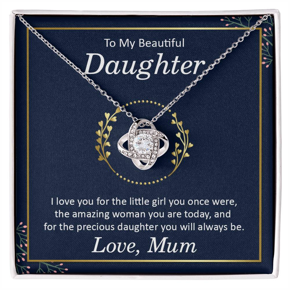 To My Daughter Necklace – Graduation & Christmas Gift from Mum – Love Knot Necklace