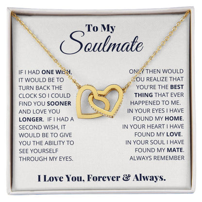 To My Soulmate Necklace - Best Gift for Soulmate for Valentine’s Day & Beyond - Interlocking Hearts Necklace