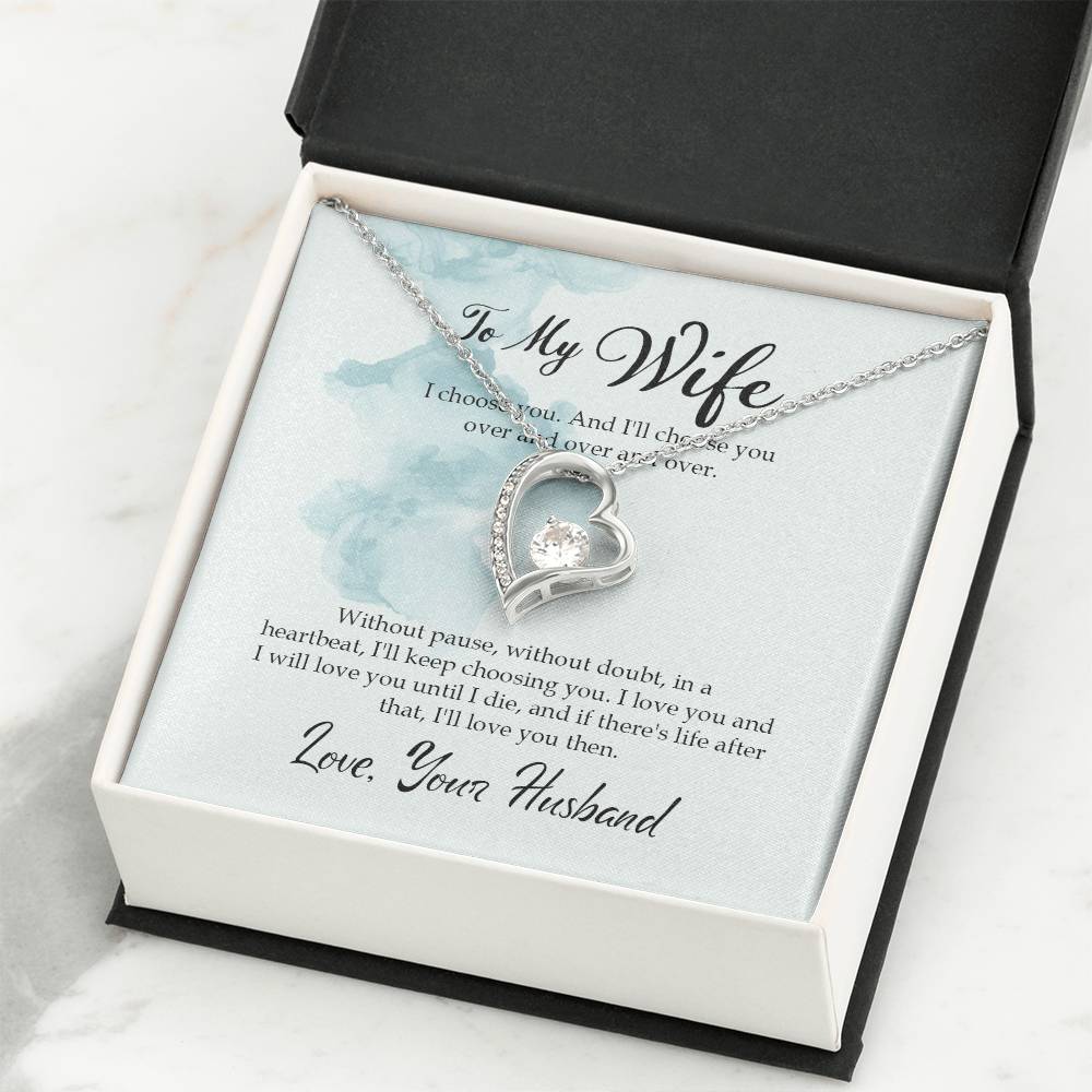 To My Wife Necklace - Special Love Jewelry for Wife from Husband for Birthday, Anniversary & Valentine’s Day - Forever Love Necklace