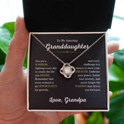 To My Granddaughter Necklace – Granddaughter Jewelry for Graduation and Birthday from Grandpa – Love Knot Necklace