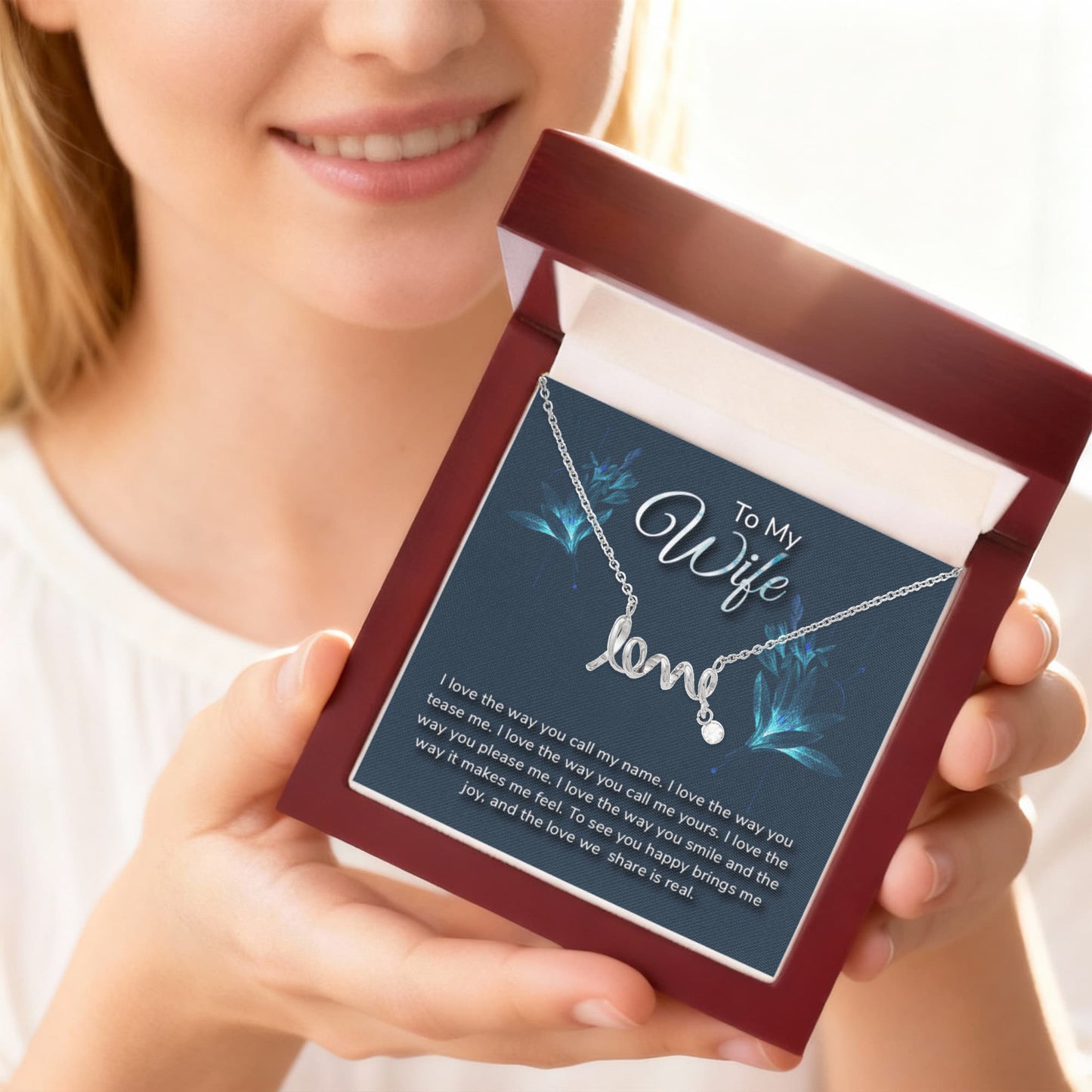 Just Because Gift for Wife - Romantic Jewelry from Husband - Scripted Love Necklace