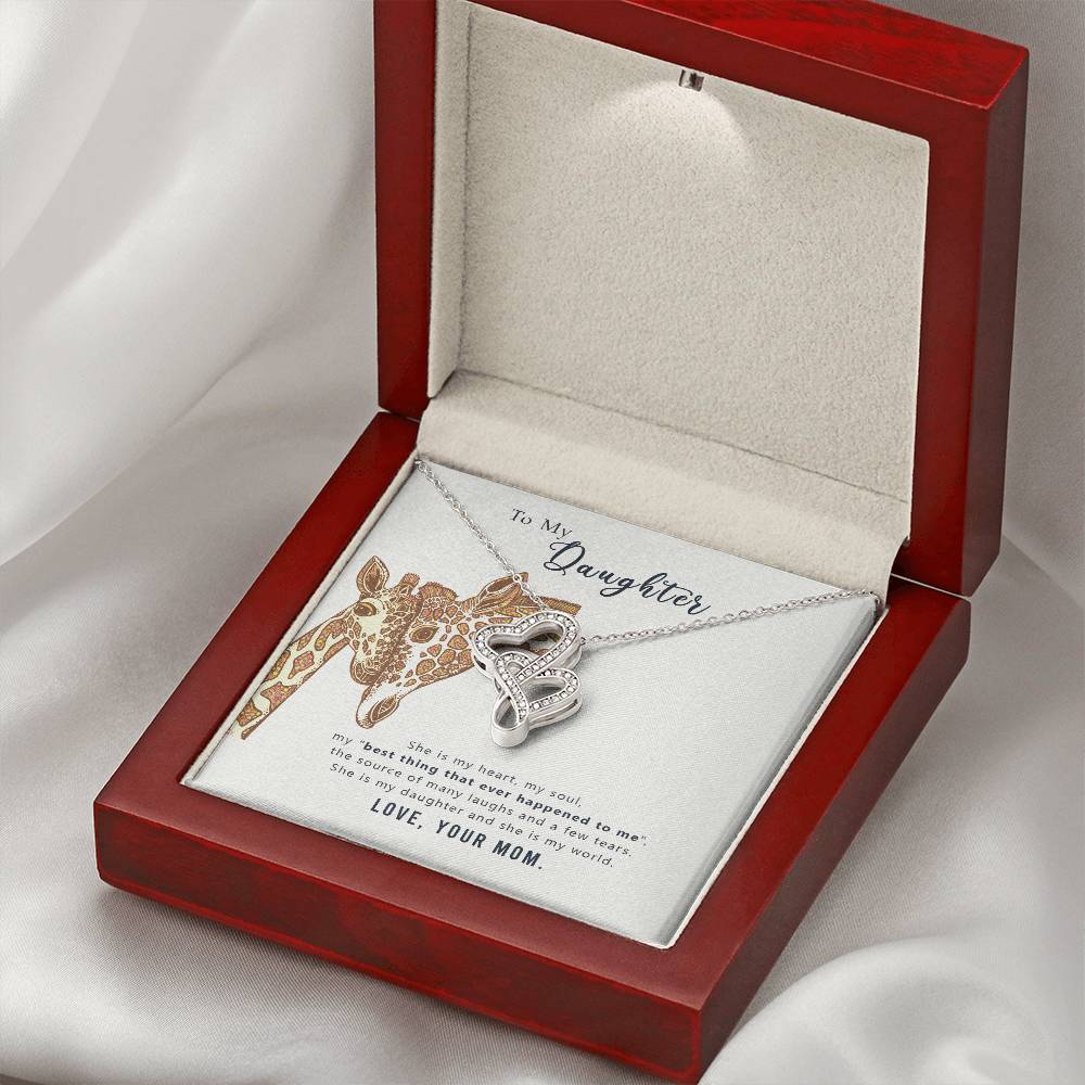To My Daughter Necklace – Gift for Daughter from Mom – Heart-to-heart Pendant Necklace