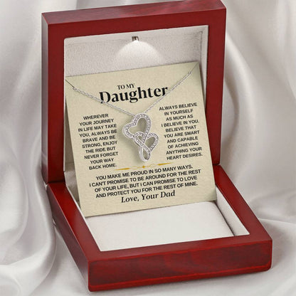 To My Daughter Necklace - You make me proud in so many ways - Daughter Present from Dad - Heart-to-heart Pendant Necklace