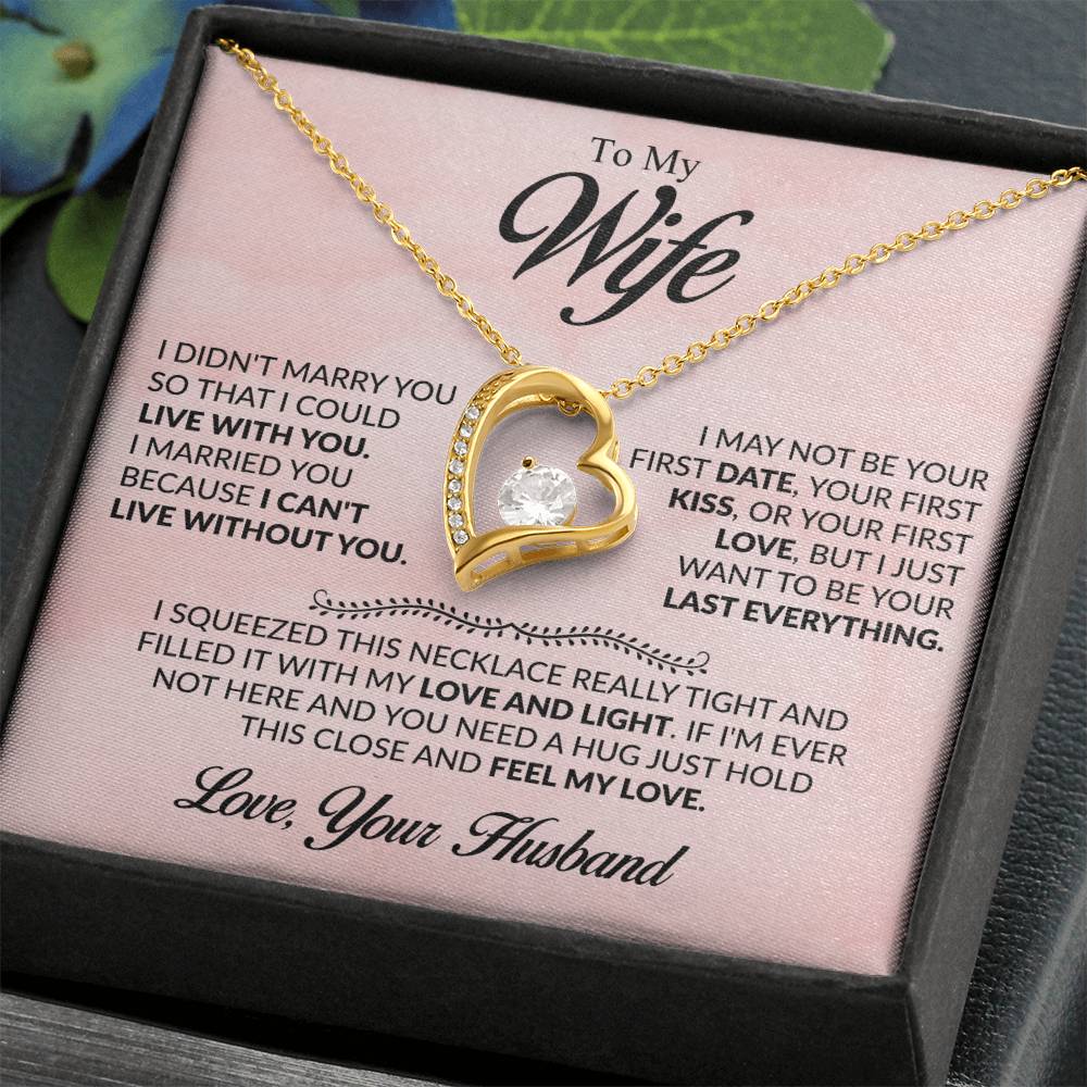 To My Wife Necklace - Sweet Emotional Gift for Wife from Husband on Birthday, Anniversary & Valentine’s Day - Forever Love Necklace