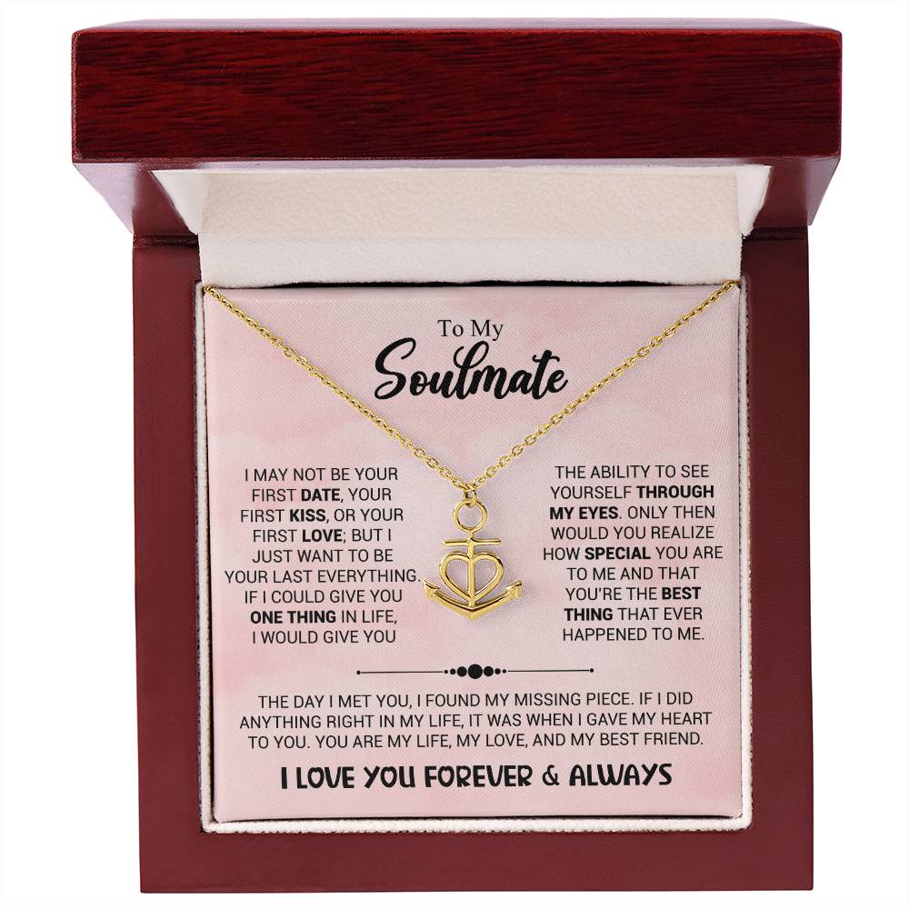 To My Soulmate Necklace - Romantic Jewelry Gift for Her for Christmas & Special Dates - Anchor Pendant Necklace