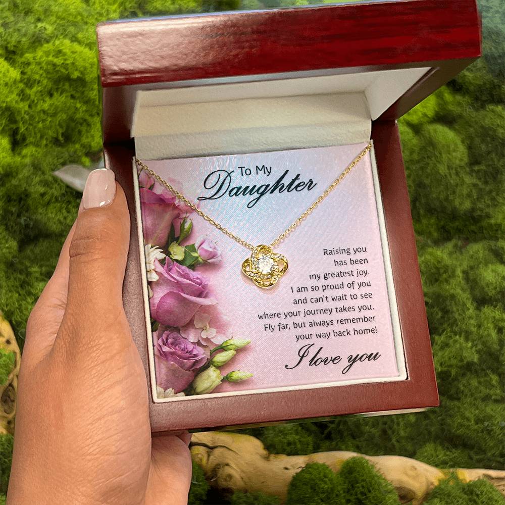 To My Daughter Necklace – Daughter Necklace for Graduation Birthday Occasions from Mum – Love Knot Necklace