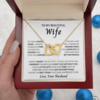 To My Wife Necklace - Romantic Gift from Husband for Birthday, Anniversary, Christmas & Valentine’s Day - Interlocking Hearts Necklace
