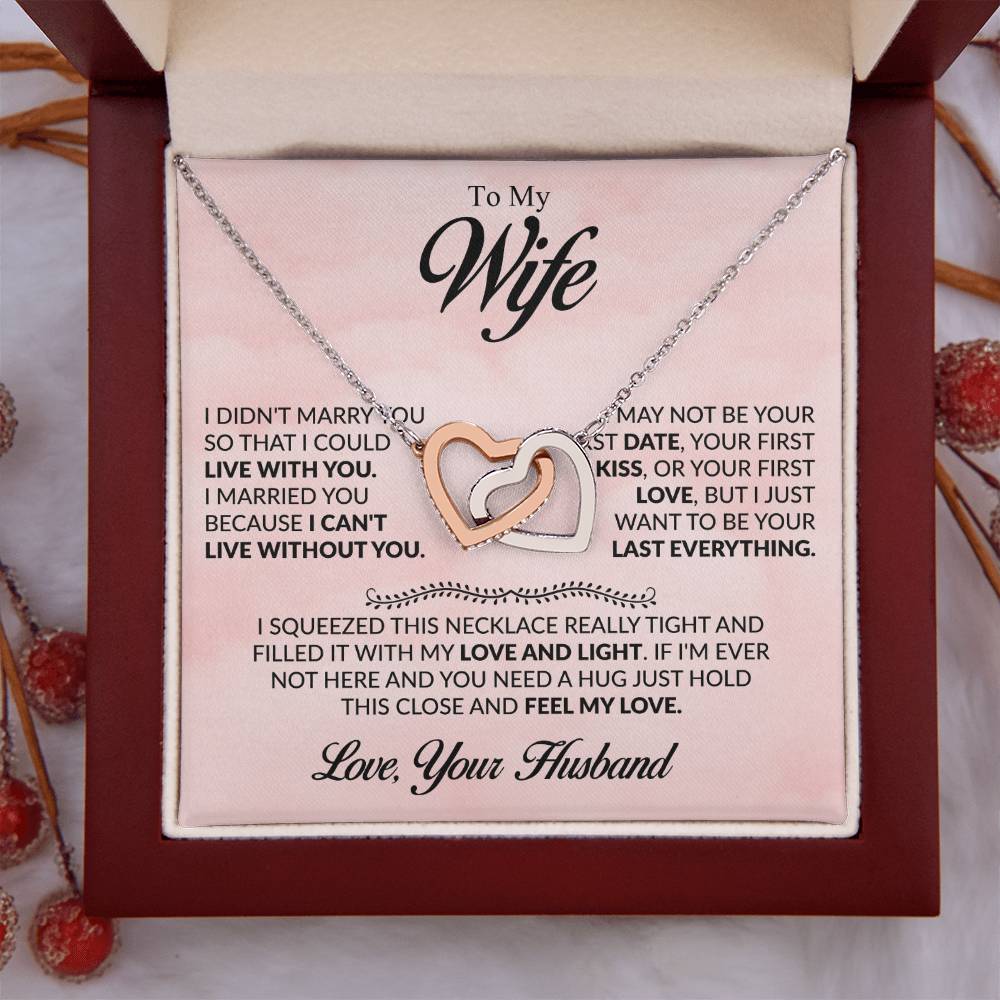 To My Wife Necklace - Emotional Husband-to-Wife Gift for Anniversary, Birthday & Valentine’s Day - Interlocking Hearts Necklace