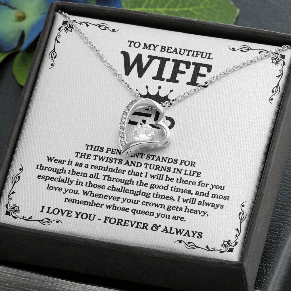 To My Beautiful Wife Necklace - Emotional Jewelry for Wife from Husband to Celebrate Love on Valentine’s Day & Beyond - Forever Love Necklace