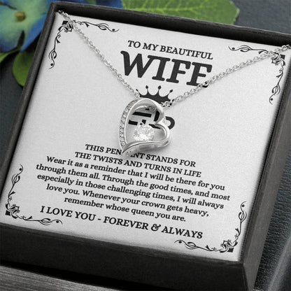 To My Beautiful Wife Necklace - Emotional Jewelry for Wife from Husband to Celebrate Love on Valentine’s Day & Beyond - Forever Love Necklace