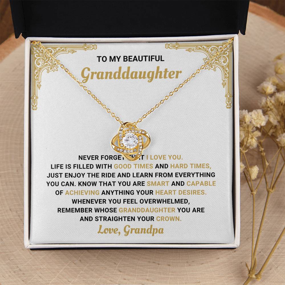 To My Granddaughter Necklace – Birthday Graduation Necklace Gift for Granddaughter – Love Knot Necklace